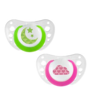 Chicco Physio Physio Shape Air Glow 6-16M x2 Cloud Hearts Pink/Moon Green