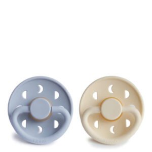 Frigg Natural Latex Pacifier Moon Phase Cream/Powder Blue 0-6M x2