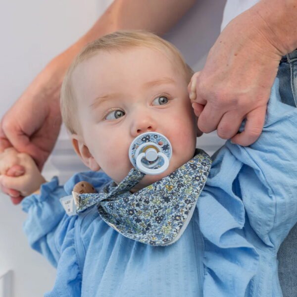 Bibs Colour Pacifier Liberty Eloise Dusty Blue Mix 0-6M x2 - Image 2