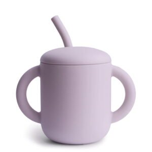 Mushie Silicone Training Cup + Straw Soft Lilac 6M+
