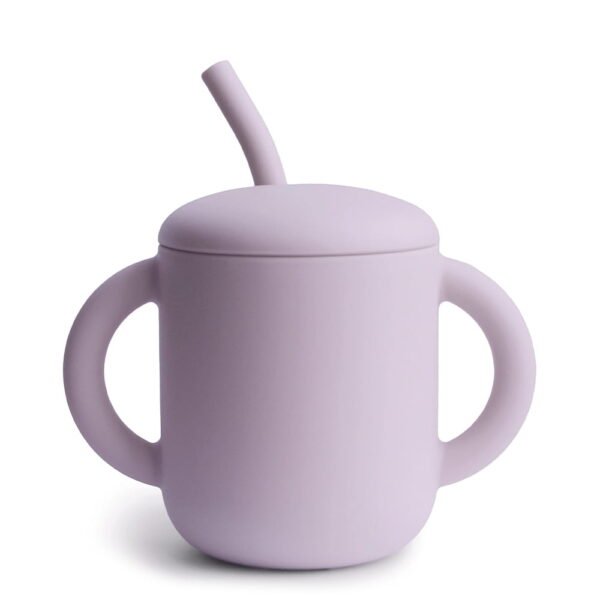 Mushie Silicone Training Cup + Straw Soft Lilac 6M+