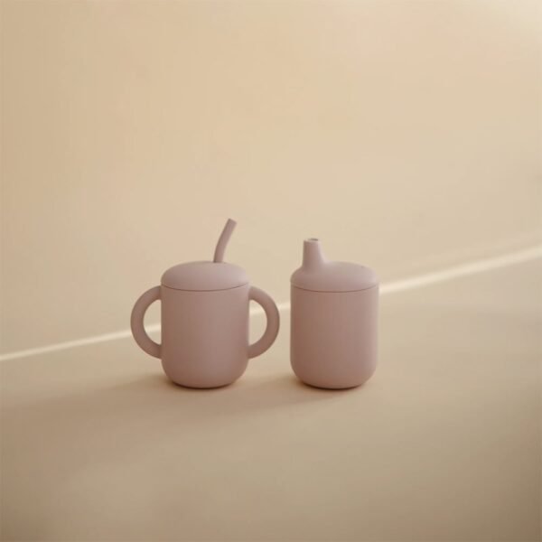 Mushie Silicone Training Cup + Straw Soft Lilac 6M+ - Image 2