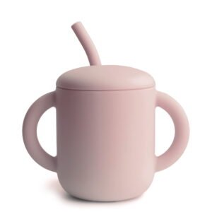 Mushie Silicone Training Cup + Straw Blush 6M+