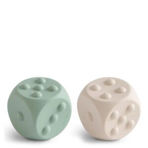 Mushie Silicone Dice Press Toy Cambridge Blue/Shifting Sands 10M+ x2