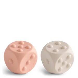 Mushie Silicone Dice Press Toy Blush/Shifting Sands 10M+ x2