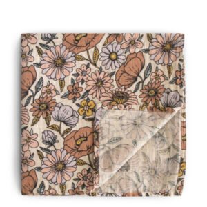 Mushie Organic Cotton Muslin Retro Flowers