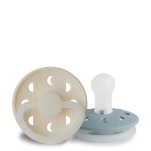 Frigg Natural Silicone Pacifier Night Moon Phase Blue/Cream 6-18M x2