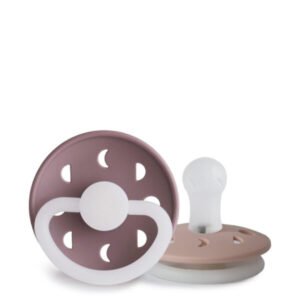 Frigg Natural Silicone Pacifier Night Moon Phase Mauve/Blush 0-6M x2