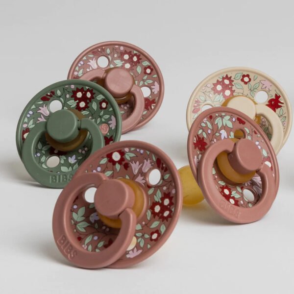 Bibs Colour Pacifier Liberty Camomile Lawn Woodchuck Mix 0-6M x2 - Image 2