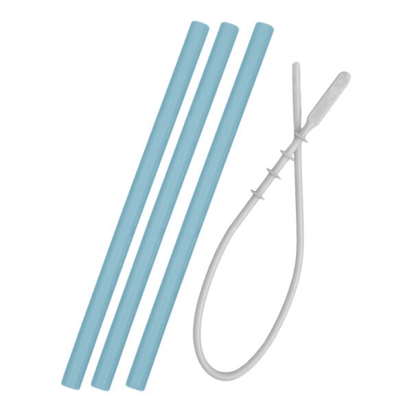 Minikoioi Straws Mineral Blue + Brush 6M+