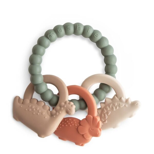 Mushie Silicone Teether Dino Ring