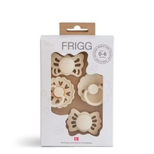 Frigg Babys First Natural Silicone Pacifier Set Cream 0-6M x4