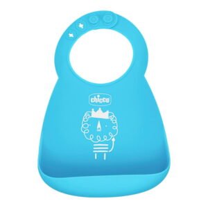 Chicco Silicone Baby Bib Blue 6m+