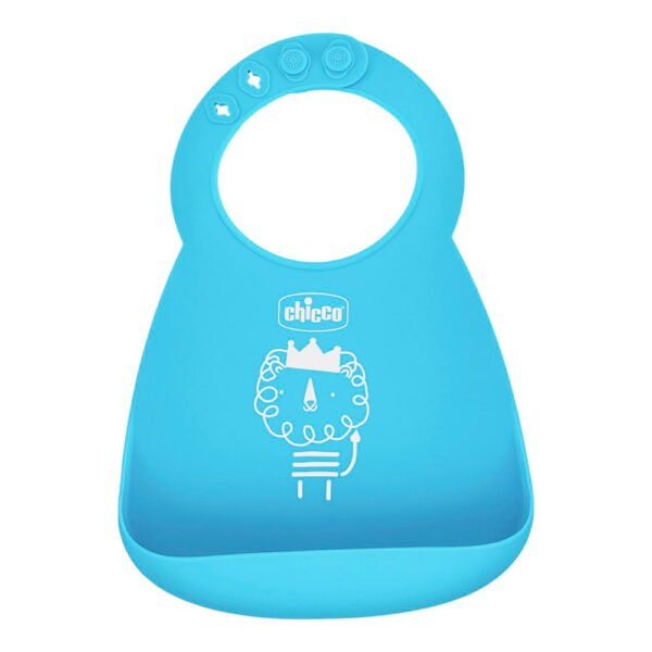 Chicco Silicone Baby Bib Blue 6m+