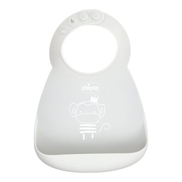 Chicco Silicone Baby Bib Grey 6m+